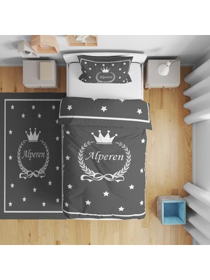Adenka Home Isme Özel,  Sünnet Çelenk Yıldız Desen Tek Kişilik Nevresim Seti
