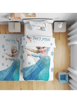 Adenka Home Isme Özel,  Elsa Desen Tek Kişilik Nevresim Seti