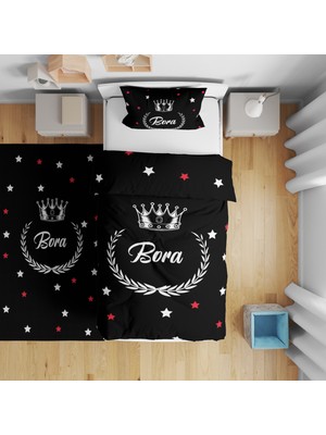 Adenka Home Isme Özel,  Sünnet Çelenk Yıldız Desen Tek Kişilik Nevresim Seti