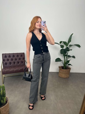 Sue Store Füme Yıkamalı Straight Jean