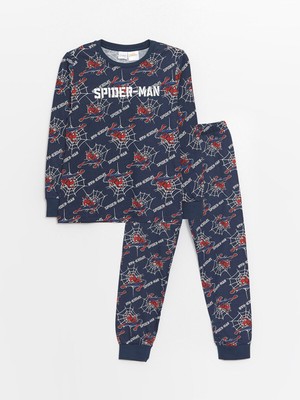 LC Waikiki  Bisiklet Yaka Spiderman Baskılı Uzun Kollu Erkek Çocuk Pijama Takımı