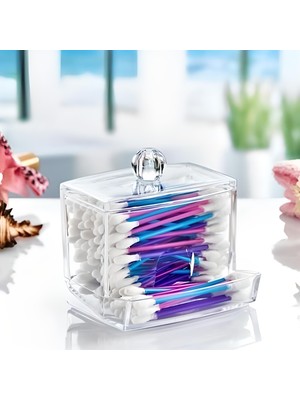 Mbb E-Ticaret Mbb Eticaret Şeffaf Kapaklı Kulak Temizleme Çubuğu Organizatörü Saklama Kutusu