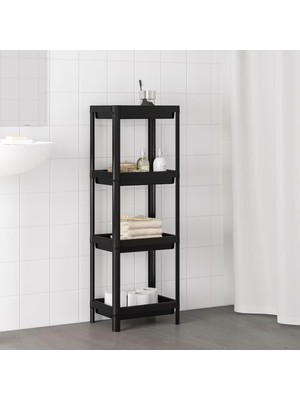 Ikea Vesken Banyo ve Mutfak Raf Ünitesi Siyah Banyo Rafı 3 Bölmeli 100CM