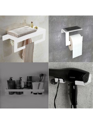 Kraker Banyo Düzenleyici Set Havluluk Tuvalet Kagıtlıgı Şampuanlık Saç Kurutma Makina Askısı