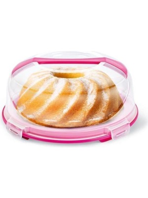 Üçsan Kek Fanusu ve Pasta Fanusu Kilitli Kapaklı Kek Fanusu 7 Lt. Milenyum Pembe