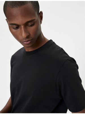 Koton 4Sam10281Hk 999 Siyah Erkek Pamuk Basic T-Shirt