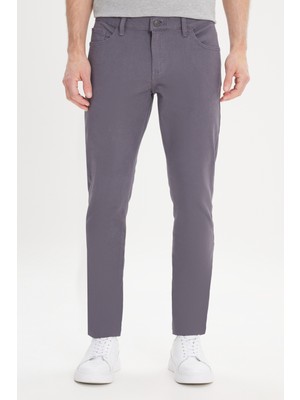 Altınyıldız Classics Erkek Antrasit Slim Fit Dar Kesim 5 Cep Pamuklu Kanvas Esnek Chino Pantolon