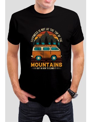 T-35 Mountains Baskılı Siyah Unisex Tişört