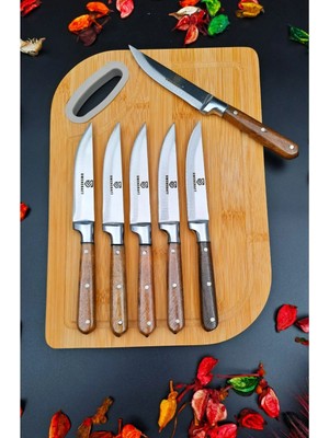 Swencraft Steak Et Mutfak Meyve Sebze Bıçak Seti ve Sunum Salata Kesme Tahtası 7' Li Çeyiz Seti