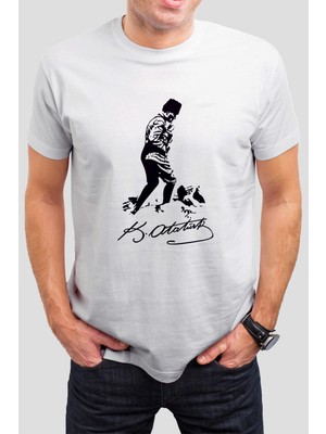 T-35 Mustafa Kemal Atatürk Baskılı Beyaz Unisex Tişört