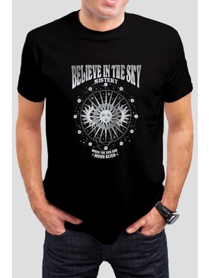 T-35 Gezegen Baskılı Siyah  Unisex Tişört