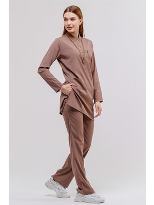 Çatı Uniform Happiness Modest - Likralı Doktor Hemşire Tesettür Forma Takımı, Taş Beji