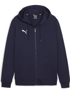 Puma Teamgoal Casuals Erkek Futbol Ceketi Kapüşonlu Düz Desenli Lacivert XL Sezonluk