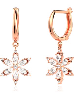 İndigo Takı Lotus Çiçeği Rose Gümüş Küpe