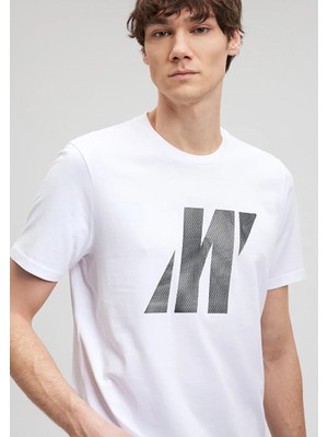 Mavi Erkek Beyaz M0612172-620 Pro Baskılı T-Shirt