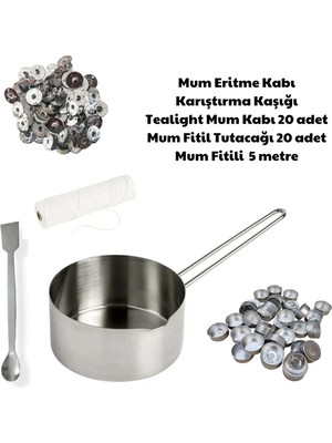 Adin Tasarım Mum Yapım Seti Mum Eritme Kabı 1000ML Parafin Karıştırma Kaşığı Tealight Mum Kabı Mum Fitil Tutacağı