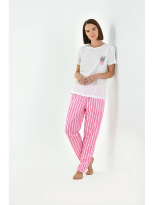 Yeni İnci Çizgili Kadın Pijama Takımı