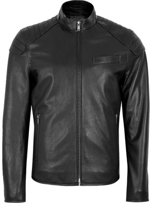 Desa Dugan Siyah Erkek Deri Mont M Beden Dekoratif Dikişler ile Şık Tasarım