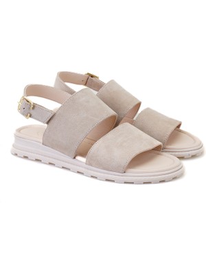 Desa Stuart Bej Kadın Süet Deri Sandalet