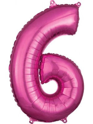 Kidspartim 6 Rakam Koyu Pembe Folyo Balon 80 cm
