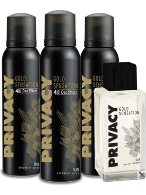 Privacy Gold Man EDT Erkek Parfüm 100 ml & DEODORANT 3 x 150 ml