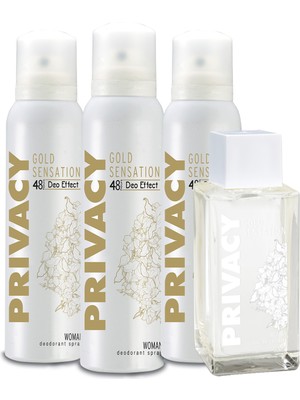 Privacy Gold Women EDT Kadın Parfüm 100 ml & DEODORANT 3 x 150 ml