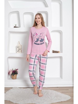 Farya Home Dreamy Pamuklu Uzun Kollu Desenli Paça Manşetli Pijama Takımı