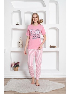 Farya Home Dreamy Pamuklu Kısa Kollu Desenli Paça Manşetli Pijama Takımı