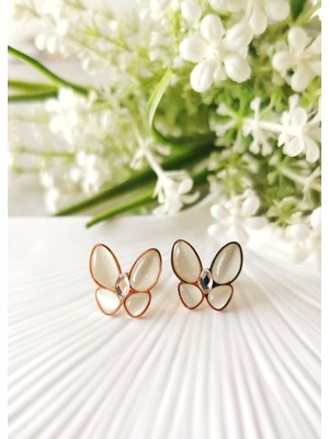 Halley Concept Paslanmaz Çelik Sedefli Kelebek Kadın Küpe