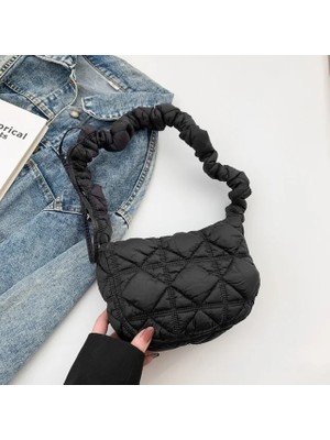 Songli Siyah 20CMX17CMX7CM Sol Taraf Y2K Büyük Gümüş Pamuk Tasarım Kadınlar Için Koltuk Altı Çanta 2023 Kış Kore Moda Y2K Crossbody Çanta Çanta ve Çantalar (Yurt Dışından)