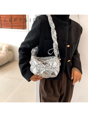 Songli Siyah 20CMX17CMX7CM Sol Taraf Y2K Büyük Gümüş Pamuk Tasarım Kadınlar Için Koltuk Altı Çanta 2023 Kış Kore Moda Y2K Crossbody Çanta Çanta ve Çantalar (Yurt Dışından)