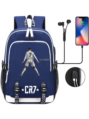 Songli Resim Renk Cr7 Sırt Çantası Iş Eğlence Bilgisayar Sırt Çantası Kadın Erkek Patchwork Dizüstü Gençler Okul Çantaları USB Seyahat Mochilas (Yurt Dışından)