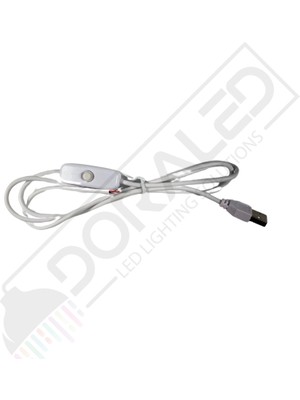 Dora Led 100 cm Swich Li USB Erkek Kablo 2 Amper Ucu Açık Anahtarlı Beyaz USB Kablo