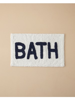 English Home Bath Bliss Lacivert-Beyaz Pamuklu Banyo Paspası Yumuşak Doku ve Su Emici Özellik