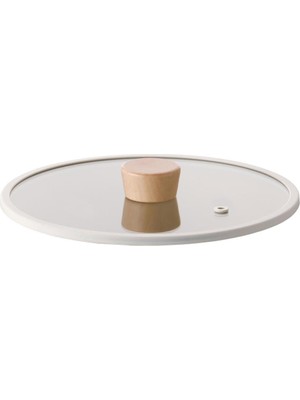 Neoflam Fika 24CM Düz Silikon Çerçeveli Cam Kapak Bej
