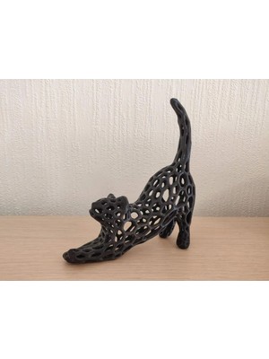 Design By Voronoi Şeklinde Kedi Dekoru, Kedi Biblo 20 cm