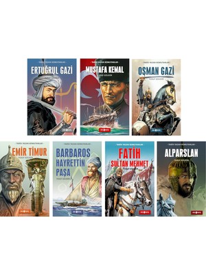 Tarih Yazan Komutanlar Seti - Mustafa Kemal - Fatih Sultan Mehmet - Emir Timur - Osman Gazi - Alparslan - Barbaros Hayrettin Paşa - Ertuğrul Gazi - 7 Kitap - Yusuf Güldür