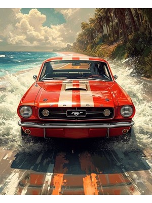 Movas Sanat Ford Mustang | Elmas Mozaik Tablo | Mozaik Puzzle | 49X60 | E20204536