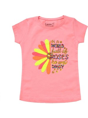 Canix Kids Renkli Roses Baskılı Tshirt Pembe