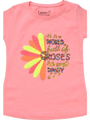 Canix Kids Renkli Roses Baskılı Tshirt Pembe