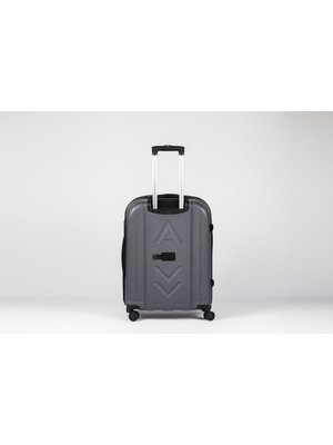 LIGHTINGHM Küçük Kabin Boy Abs 4 Tekerlekli Yerli Üretim Seyahat Çantası Valiz Gri Kemer