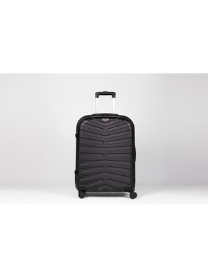 LIGHTINGHM Küçük Kabin Boy Abs 4 Tekerlekli Yerli Üretim Seyahat Çantası Valiz Siyah Kemer