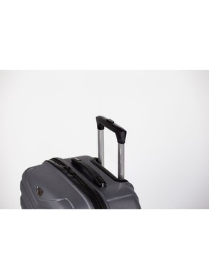 LIGHTINGHM Orta Boy Abs 4 Tekerlekli Yerli Üretim Seyahatçantası Valiz Gri Kemer