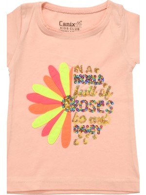 Canix Kids Renkli Roses Baskılı Tshirt Somon