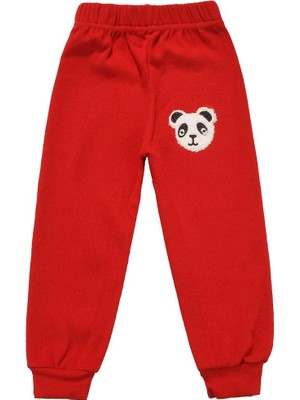 Bayhas Panda Nakışlı Unisex Bebek Alt Kırmızı