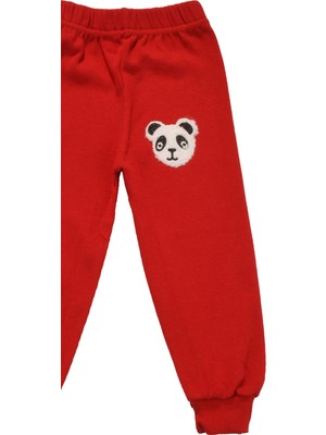 Bayhas Panda Nakışlı Unisex Bebek Alt Kırmızı