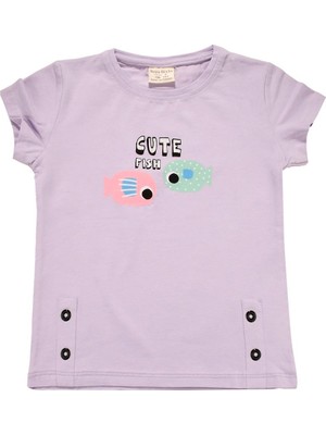 Canix Kids Renkli Balık Baskılı Tshirt Lila