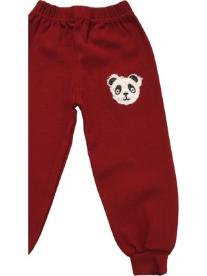 Miniworld Panda Nakışlı Unisex Bebek Alt Bordo