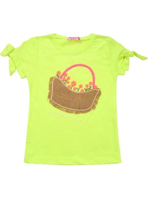 Canix Kids Çiçek Sepet Nakışlı Kız Bebek Tshirt Yeşil