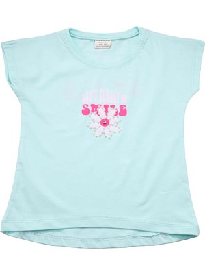 Canix Kids Boncuk Işlemeli Çiçekli Kız Bebek Tshirt Yeşil